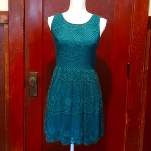 Forever 21 green lace fit and flare dress